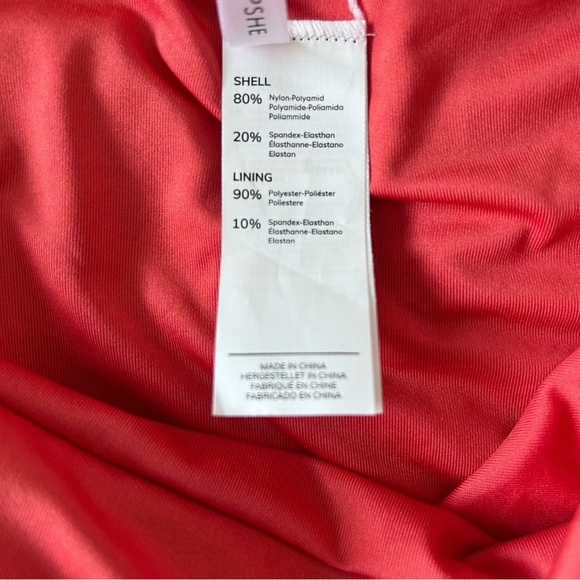 Cupshie Coral Halter Swimsuit with Plunging V-neckline and Ruched Detail SZ L - Picture 3 of 4